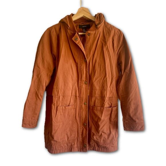 Forever 21 Burnt Orange Hooded Longline Trench Coat - Picture 2 of 8